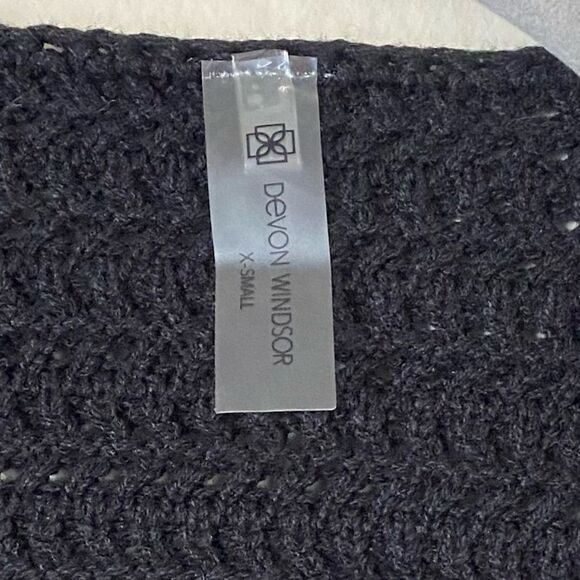 Devon Windsor Sonya Knit Midi Black Dress Crochet Size XS - Picture 13 of 14